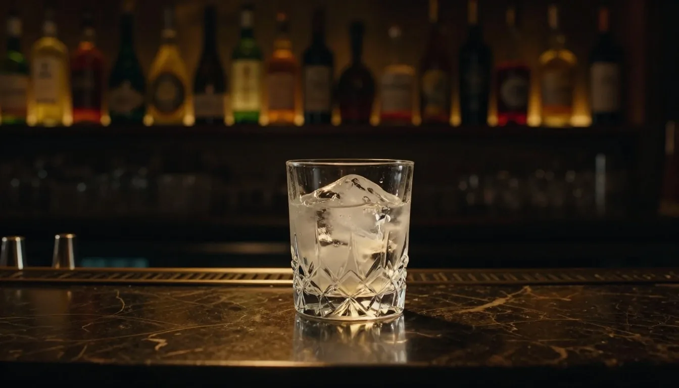 Bar kasynowy w Grand Royal Gdańsk — ciemny marmurowy blat z ciepłym, bursztynowym podświetleniem