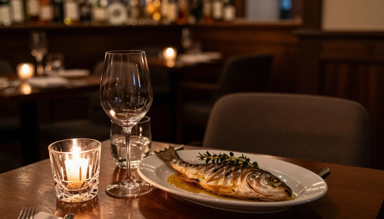 Talerz z daniem rybnym w restauracji Grand Royal Gdańsk